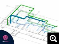 AUTOBIM3D-Model 2D HVAC and plulmbing networks in 3D